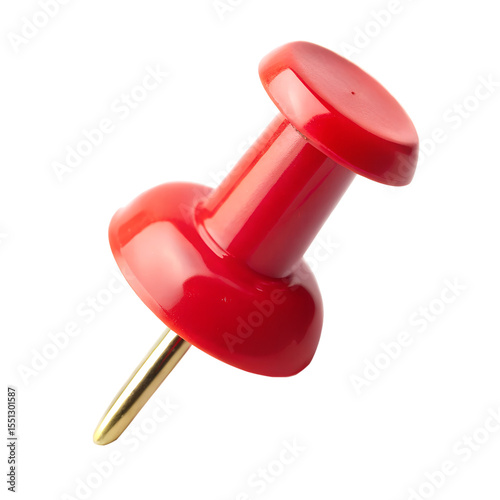 Red push pin isolated on transparent background