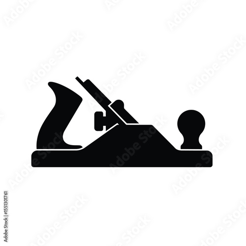 Black Silhouette Vector Block Plane Icon White Background