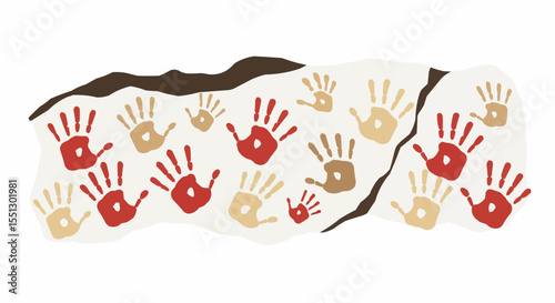 Handprints on cave wall art.