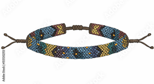 A beaded bracelet with an intricate woven design, exuding cultural elegance and artisanal charm.