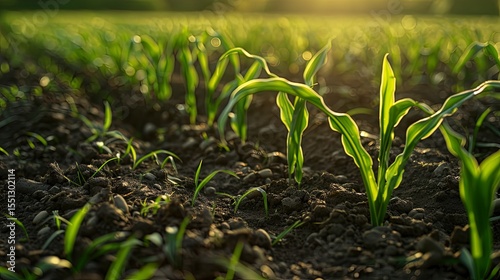 close up of a agriculturre scenery, green fields