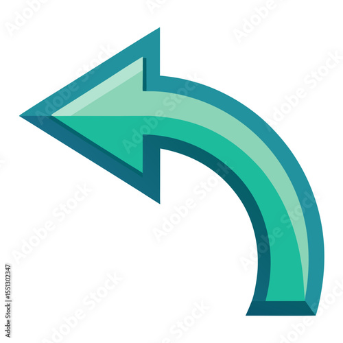 arrow turning left vector diagram style white