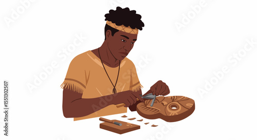 A person is crafting something, the person is focusing on work
