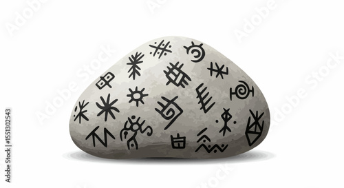 Ancient Rock Carvings: Mysterious symbols etched onto a weathered stone, hinting at an untold story. 