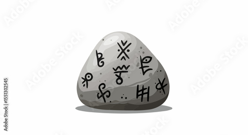 Ancient Stone with Mysterious Symbols.