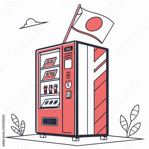 Japanese vending machine concept representing cultural convenience and technology blend