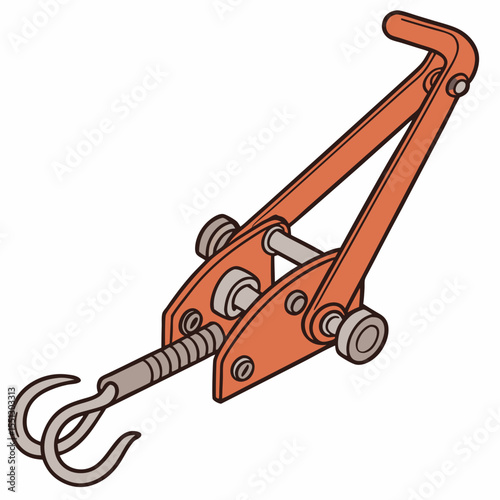 Illustrative depiction of a mechanical lever hoist, for lifting and tensioning tasks