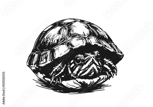 Yellow-Bellied Slider Hand Drawn Natural Illustration Vector Isolated by AZ for Books, Arts, Design and Decoration Graphic Asset