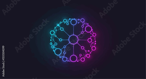 Abstract digital connections in a complex circular network.