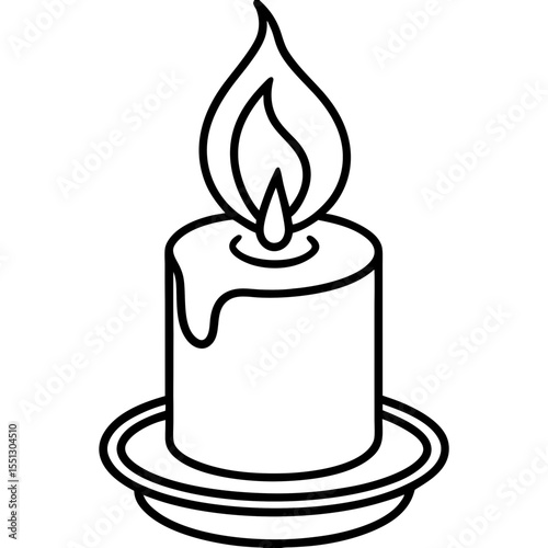 Minimal Candle Flame Line Art