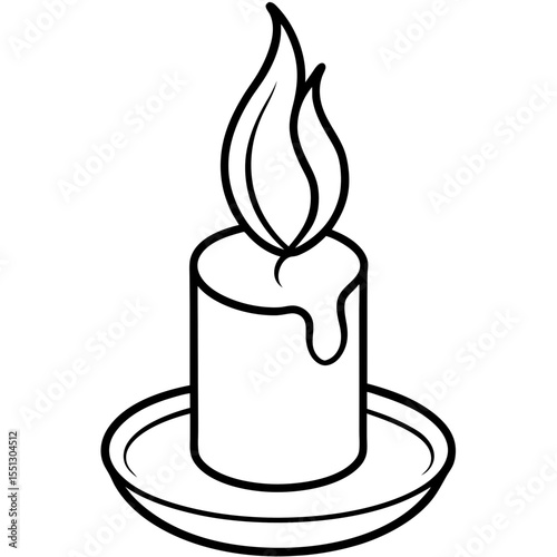 Minimal Candle Flame Line Art
