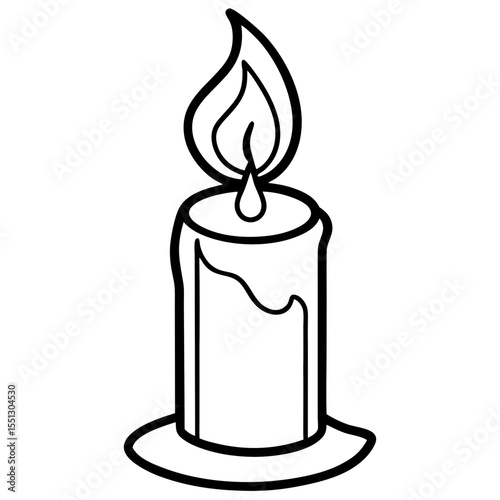 Minimal Candle Flame Line Art