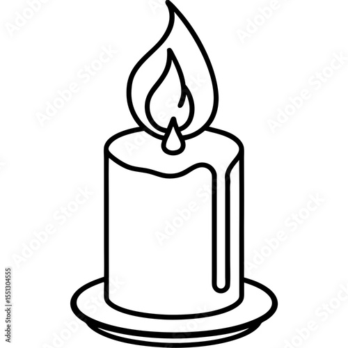 Minimal Candle Flame Line Art