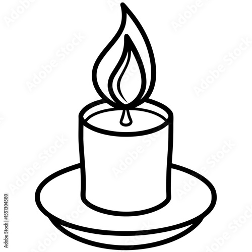 Minimal Candle Flame Line Art