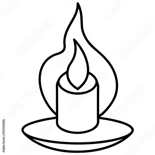 Minimal Candle Flame Line Art