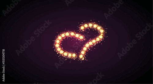Sparkling heart shape in the darkness