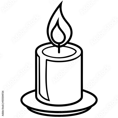 Minimal Candle Flame Line Art