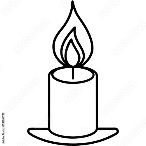 Minimal Candle Flame Line Art