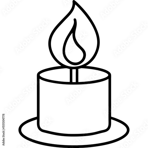 Minimal Candle Flame Line Art