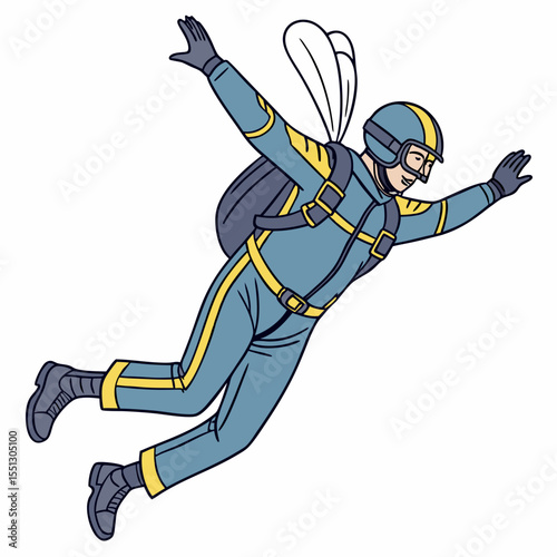 Skydiver Ascending in the Air with Open Arms and an Optimistic View