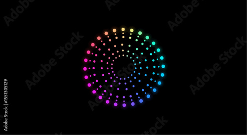 A vibrant, colorful, and glowing circular pattern in a black background. 