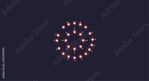 Abstract geometric pattern with light emitting circles. 