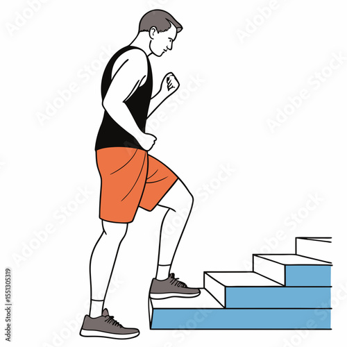 Illustration of a person exercising on a staircase for fitness training