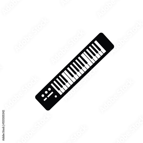 Black Silhouette M I D I Keyboard Vector Icon White Background