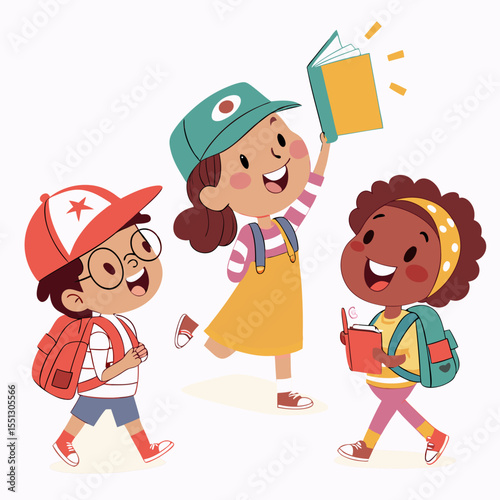 Enthusiastic students embrace learning, embarking on an educational journey together