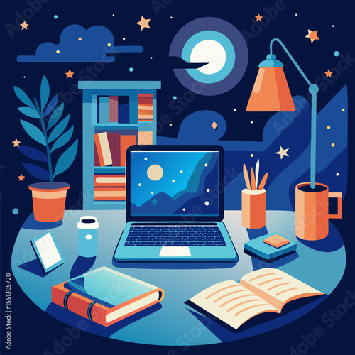 illustration of a man sleeping on a laptop