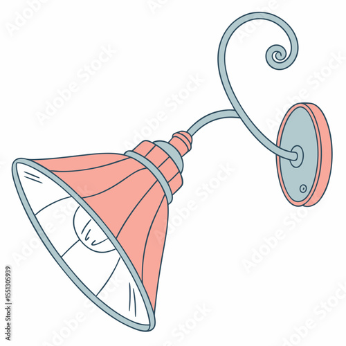 Charming wall sconce illustration with pastel hues and whimsical design elements