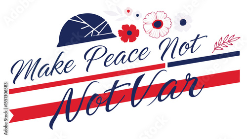 Promoting Peace Graphic Patriotic Colors Floral Accents and Message of Unity for a Better Future