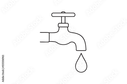 Faucet with Drop continuous one line drawing minimalism design
