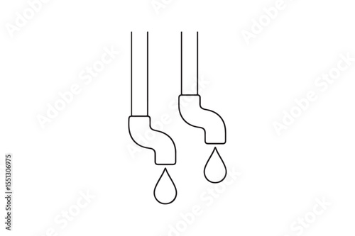 Dual Pipe with Drops continuous one line drawing minimalism design