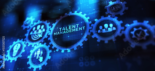 Talent management HR human resources management Team building concept on virtual screen.