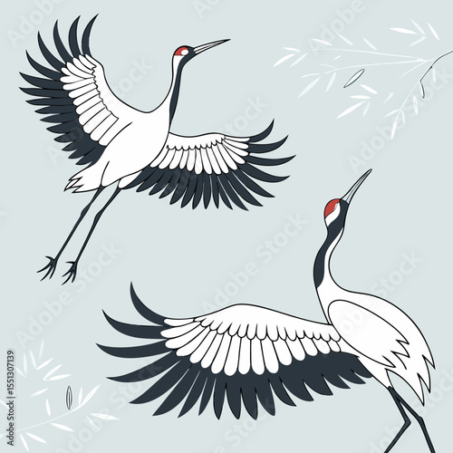 Elegant crane illustration showcasing grace and traditional asian symbolism
