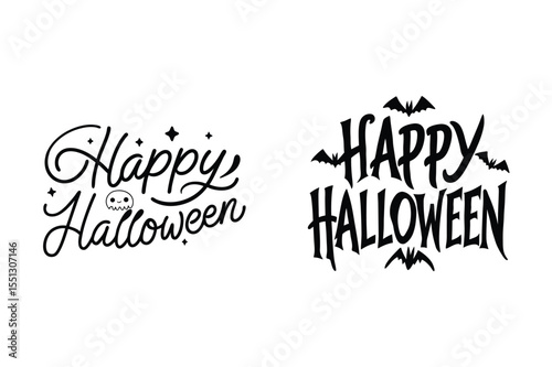happy halloween spooky text vector for t-shirt design.