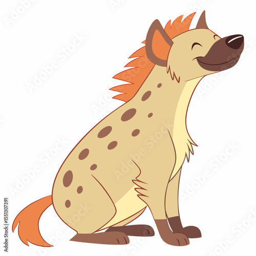 Smiling hyena cartoon, joyful animal illustration, wildlife character design