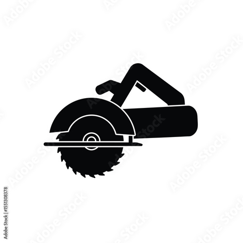 Black Silhouette Circular Saw Vector Icon