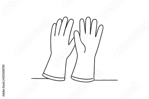 Protective Gloves continuous one line drawing minimalism design