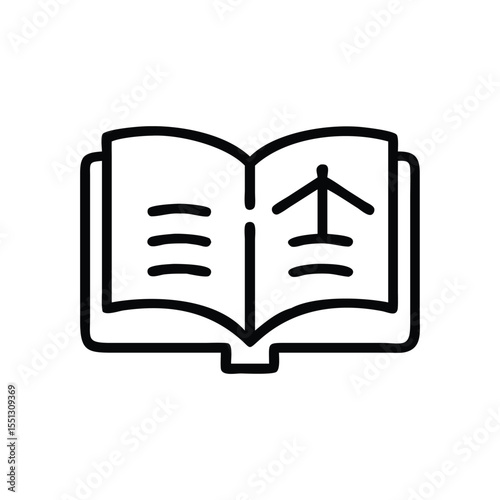 Open book aviation guide icon for learning about planes and airplane maintenance and repair manual