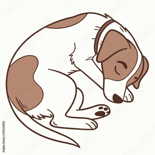 Restful repose: A stylized depiction of a slumbering canine with brown markings