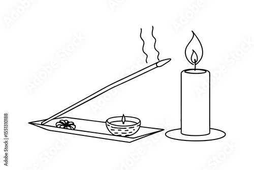 Line Art Incense Stick Burning Candle Tealight Tray