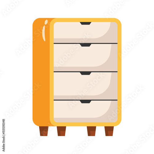 A minimalist 2d style icon of drawers chest unit