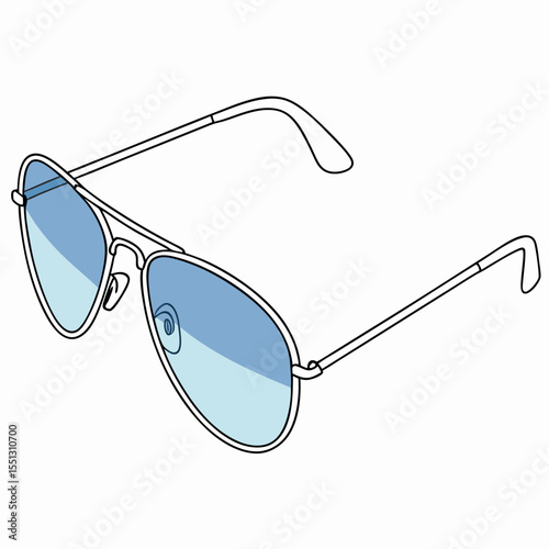 Stylish Aviator Sunglasses Graphic Illustration with Blue Gradient Lenses