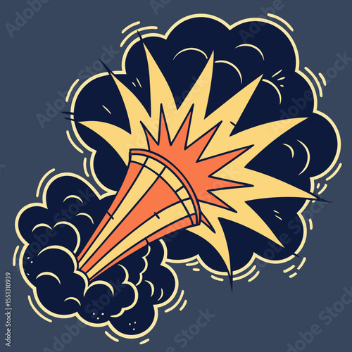 Dynamic burst illustration featuring a stylized explosion and graphic presentation