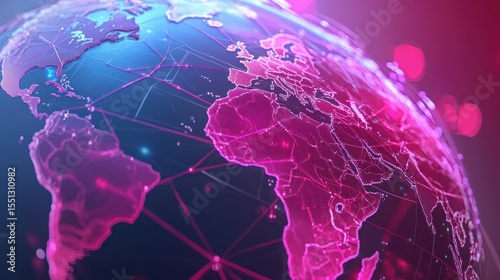 Vibrant digital globe with connections and data.
