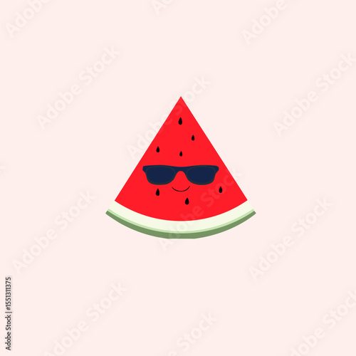 Slice of watermelon illustration on white background with fresh and juicy look