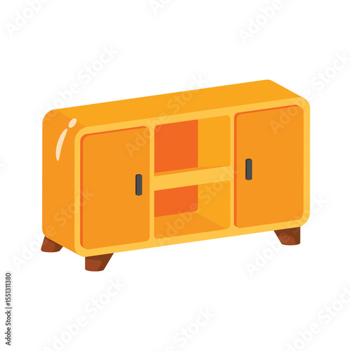 A stylish 2d icon of console cabinet drawers