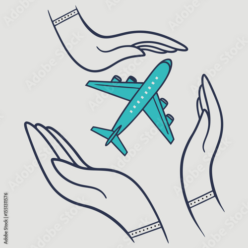 Conceptual Artwork Featuring Plane Protection with Care and Safety Displayed